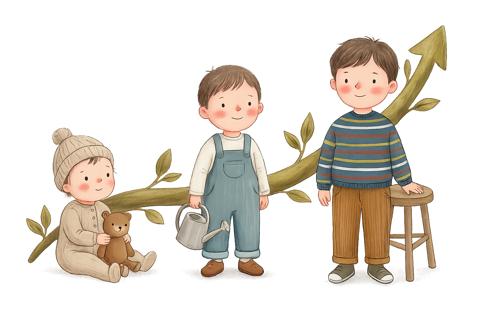 Three children at different growth stages